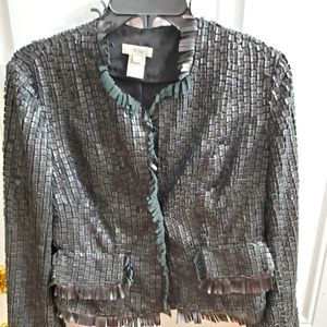 Cache black 100% leather jacket small